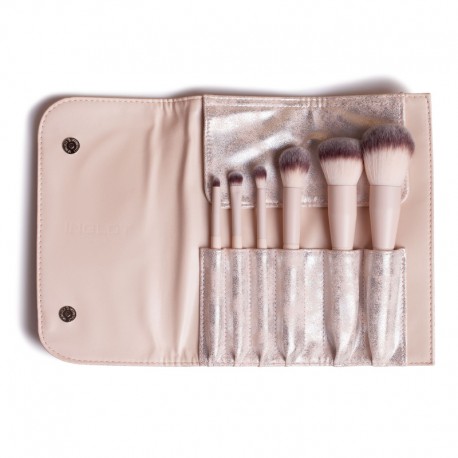 Kit de Pinceaux de Maquillage dans une Trousse Argentée