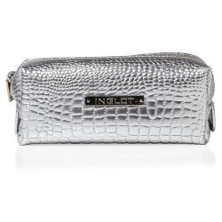 Cosmetic Bag Crocodile Leather Pattern Silver Small (R24393)  ICÔNE