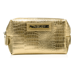 Cosmetic Bag Crocodile Leather Pattern Gold (R24245)  ICÔNE